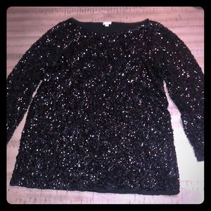 J. Crew Black Sequin Top
